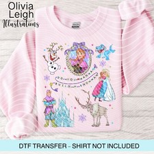 Disney Frozen Princess Elsa Anna Iron On Dtf Transfer Childrens Ladies T-shirt