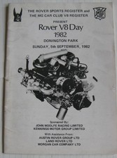 DONINGTON 5 Sep 1982 ROVER SPORTS REGISTER MG Club Car Races Official Programme