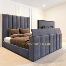 Panel lined bed frame with - tv,