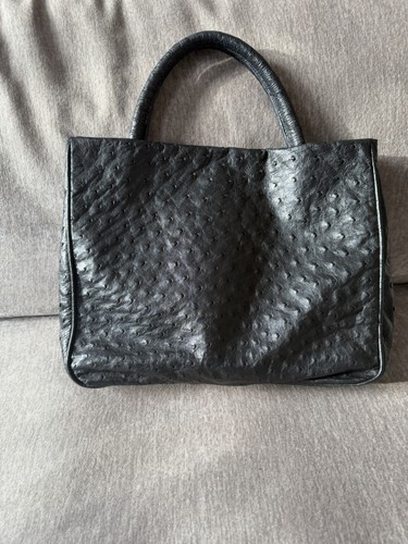 Ostrich leather black tote bag - ostrich,