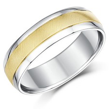 Sterling Silver and 9ct Yellow Gold Two Tone Wedding Ring 6mm Men's Ladies Band