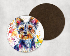 Yorkshire Terrier Puppy Dog Watercolour Round Coaster Tea Coffee Present Gift