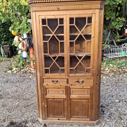 Large pine corner cupboard - pine,