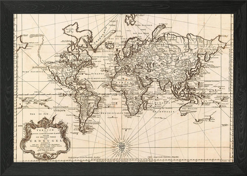 Old wolrd map 1748 framed - old,