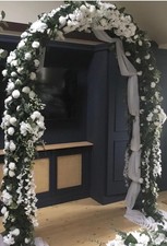 RENTAL—  Floral Wedding Arch —  Green and White Artificial Flowers