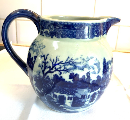 Vintage stoneware jug blue - stoneware,