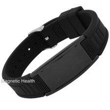 MENS MAGNETIC SILICONE HEALTH WRISTBAND SPORTS BRACELET ARTHRITIS PAIN RELIEF 12