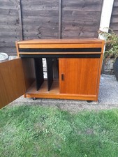 Midcentury 50s 60s vintage teak record cabinet / storage With Cassette Area