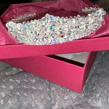 Swarovski Crystal Tiara Head Crown Headband Silver Tone Wedding Bridal