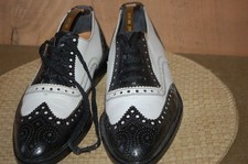 Men's Vintage Gatsby Style Leather Two Toned Black & White Brogue Shoe UK8 EU 42