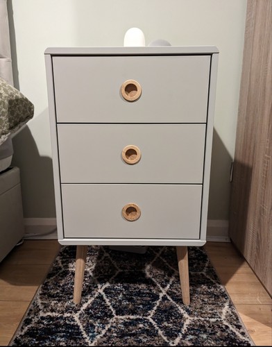 Grey three drawer bedside - three-drawer,