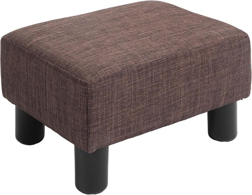 Chic brown linen ottoman - ottoman, with