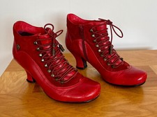 Hush Puppies Vivianna Red Victorian Heel Steampunk Ankle Boots Size 7