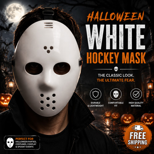 White hockey mask - white,