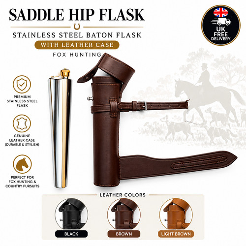 Saddle hip flask - hip, stainless