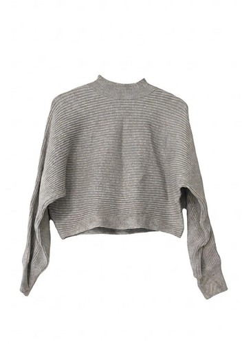 Heather grey ribbed cropped - heather,