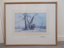 DAVID SHEPHERD SIGNED FRAMED PRINT "OLD GEORGE UNDER HIS FAVOURITE BAOBAB TREE"