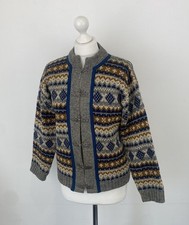Vintage Fjord Fashion Evebofoss Sandane Norway Grey Nordic Wool Cardigan Size 38