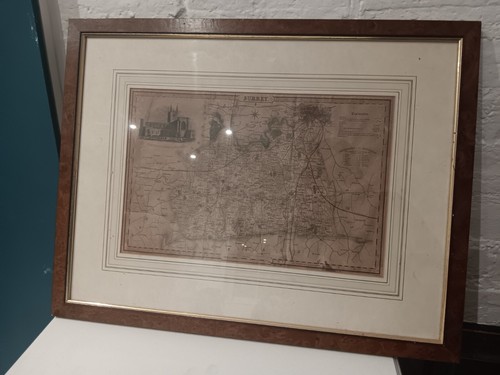 Old framed map - framed, surrey