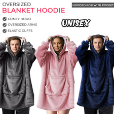 Big Hooded Hoodie Blanket Sherpa Fleece Ultra Plush Unisex Oversized Sweatshirt