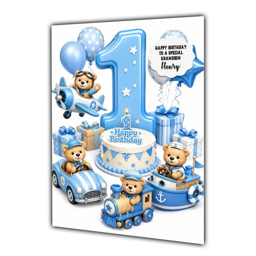 1st birthday card - 1st, boys