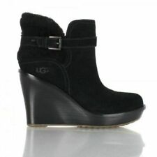 UGG® AUSTRALIA ANAIS BLACK SUEDE WEDGE ANKLE BOOTS UK 8.5 EUR 41 US 10 RRP £180