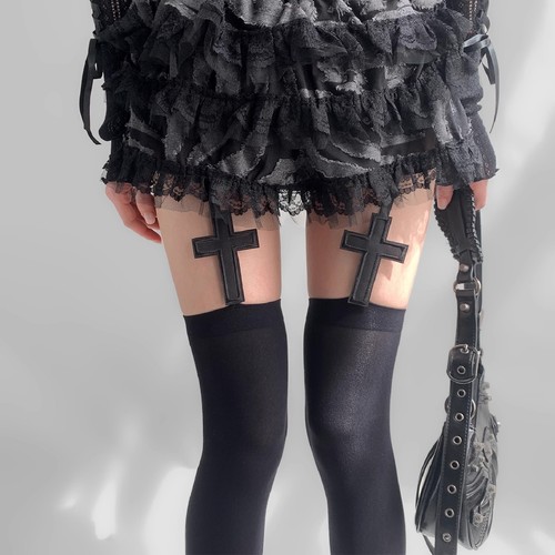 Black cross patterned - black, cross-patterned