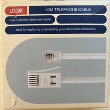 LOGIK LMEX1018 10 M Male to Female Gold Plated Telephone Cable - Opened Box