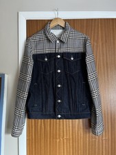 Alexander McQueen Men’s Denim And Check Wool Mix Spliced Jacket