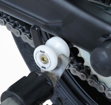 R&G Cotton Reel Swingarm Protection Paddock Stand Bobbins M8 Pair White