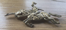 Vintage Horse & Knight Gold Tone Metal Brooch. Unusual.