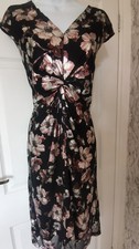 Ronni Nicole Twist Front Metallic Floral Knee Length Lined Dress Size 18