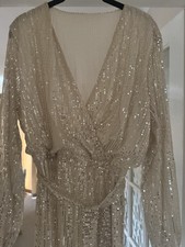 Sequin White Gold Party Jumpsuit Women's