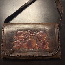 Brown leather handbag with - brown,