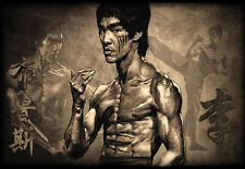 A3 Size - Brown Bruce Lee Montage  GIFT / WALL DECOR ART PRINT POSTER