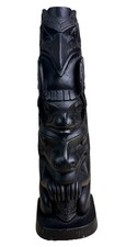 Vintage Boma Canada Native American Totem Pole 19cm Black  Natural ￼Stone