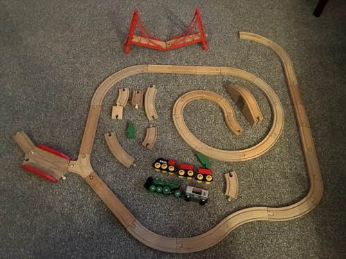 50pcs wooden train - wooden, and