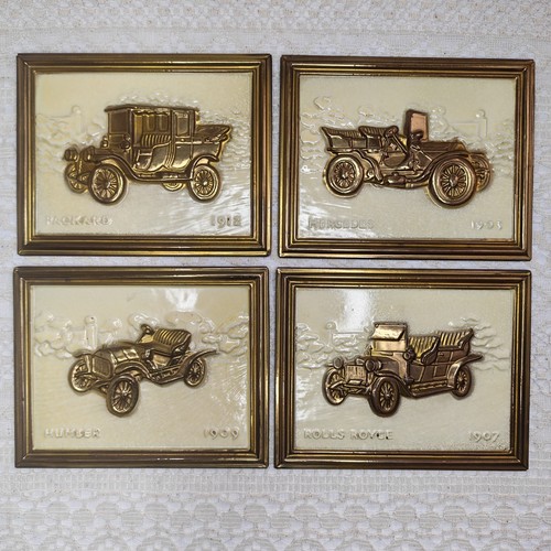 Vintage brass car - vintage, wall