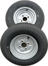 2x 145R10 8Ply Rating trailer tyres Wheels 4 Stud 100mm PCD 60mm Centre