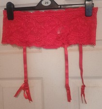 Sally's Suspenders Red Lace Wide Suspender Belt Size XL (Approx UK 16-18)