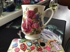 Dandy Lines England By Data Fine Bone China Floral Mug, Used, Good Condition