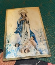 Vintage 3D Lenticular Postcard Virgin Mary with Cherubs & Angels Religious Icon