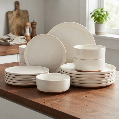Tara piece white stoneware - 18-piece,