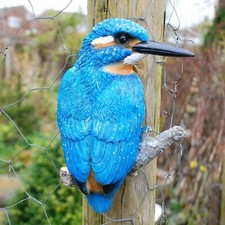 Kingfisher Bird Garden Ornament Wall Mountable Outdoor Animal Statue