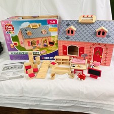 Playtive Junior Wooden Dolls House With Furniture (missing Dolls)