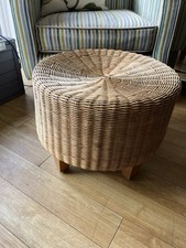 Vintage Ikea 1990s woven Wicker Rattan Bamboo Foot Stool Ottoman Pouffe Bohemian