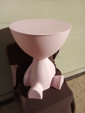 Swedish Scandi Style Modern Small Plastic Bedside Side Coffee Table Pink 28cm