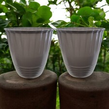 Large grey fluted plant pot - grey,