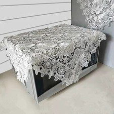 White Square Lace Tablecloth Doily Embroidered Floral Dining Table Cloth Cover