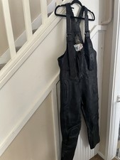 J&S Vintage Leather Salopettes / Dungarees Motorcycle / Biker Size 16